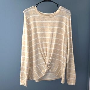 BKE Cream/White Striped Top